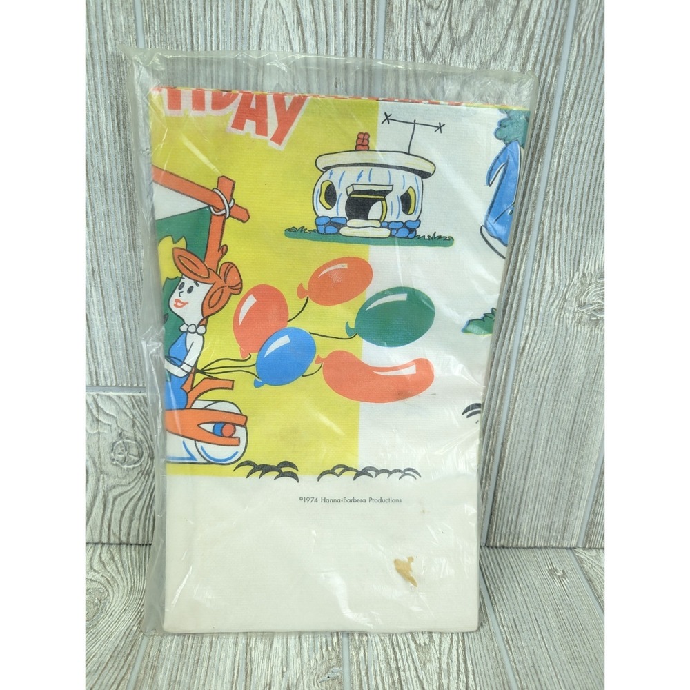 Vintage The FLINTSTONES Happy Birthday Table Cloth FUTURA 52 X 96 Disposable